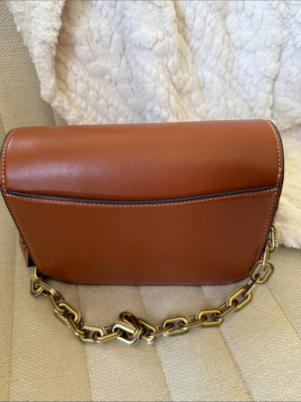 Coach Saddle Brown Idol bag with Gold Chain